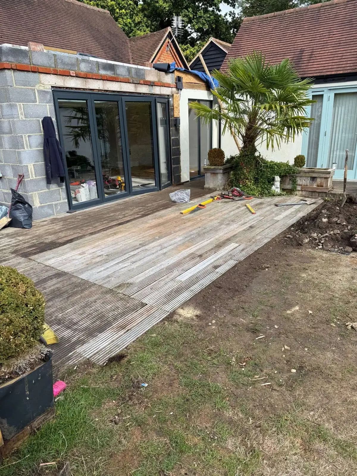 Deck beside the extension.